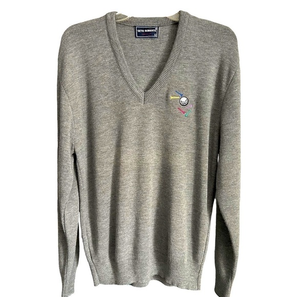 Seth Roberts V Neck Long Sleeve Golf Polo Sz Lrg - Picture 1 of 10